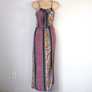 Band of Gypsies Size L Dress Smocked Sleeveless Boho Maxi Side Slit